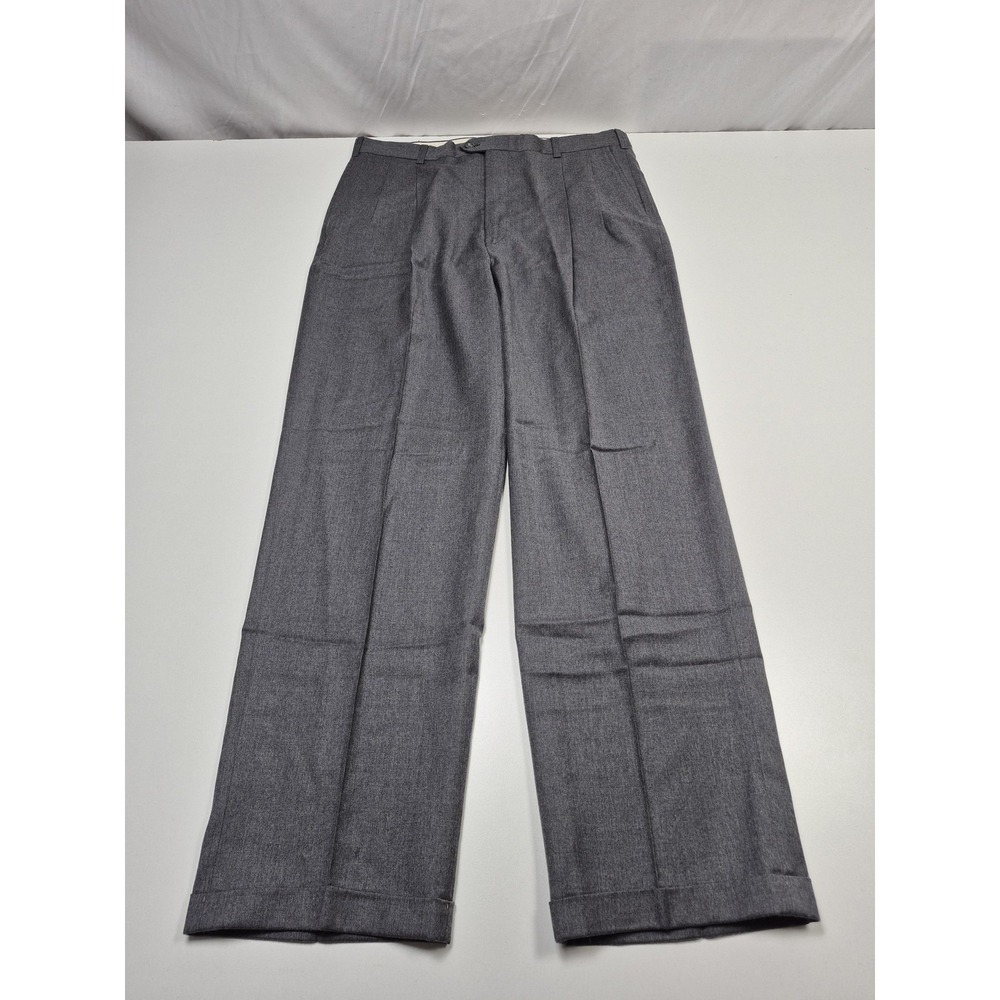 VTG John Alexander Dress Pants Mens 36x32 Gray Wool Pleated Straight Cuffed NWT